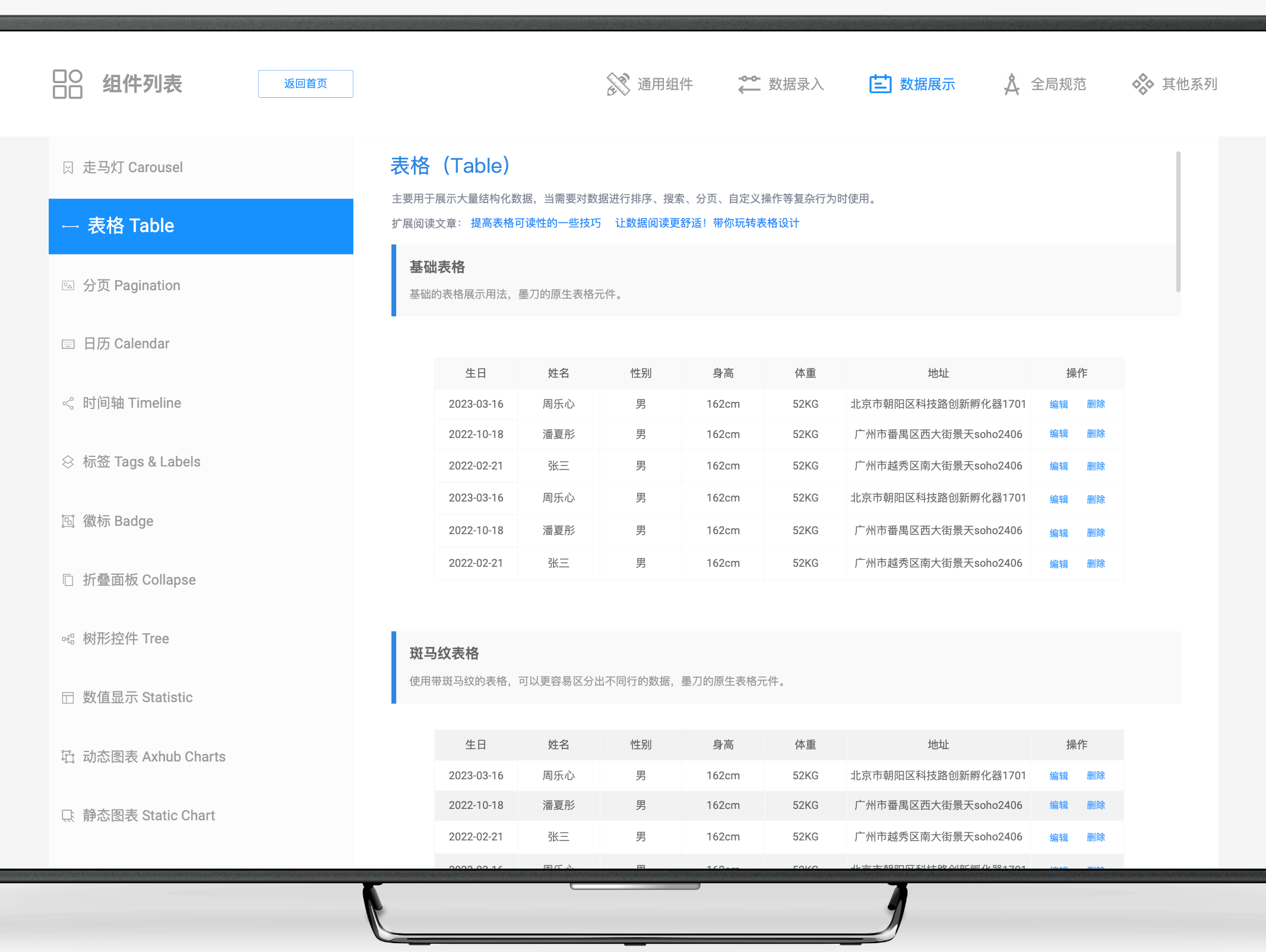 表格组件集成(Table)