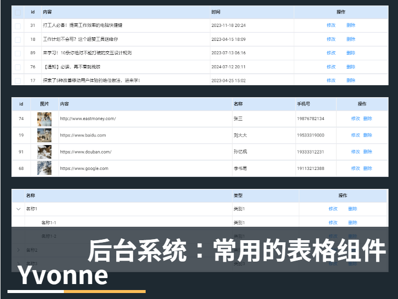 后台管理系统常用的表格组件